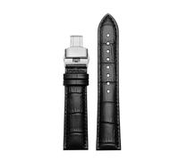 POYNMRE 18mm 20mm 22mm Cowhide Watchband Compatibile con Casio Ocean Heart EFB-670/530 EFV-600 EFS-S500 Braccialette di orologi in pelle Bracciale Nero(S black-silver B,20mm)