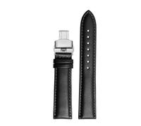 POYNMRE 18mm 20mm 22mm Cowhide Watchband Compatibile con Casio Ocean Heart EFB-670/530 EFV-600 EFS-S500 Braccialette di orologi in pelle Bracciale Nero(P blue-silver B,18mm)