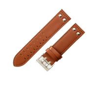 POYNMRE Accessori in morbida pelle di vacchetta resistenti all'usura compatibili con il cinturino ricambio for orologio da uomo Hamilton H760250 Khaki Aviation Field 20 22 mm(Brown Brown-Steel,22mm)