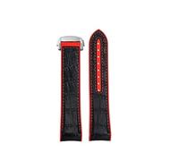 POYNMRE Cinturino da polso in gomma blu-arancio con estremità curva 20 mm e 22 compatibile cinturino Omega Seamaster 300 Ocean fibbia pieghevole in silicone(Black red silver,Width-20mm)