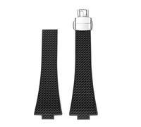 POYNMRE Cinturino FKM compatibile con Tissot PRX Series Super Player Convex Men Fluoro Rubber Quick Release Butterfly Buckle Watch Band Accessories 12mm(Black Clasp,11mm)