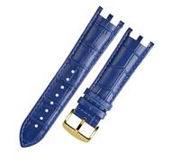 POYNMRE Cinturino for orologio a doppia tacca da 22 mm, compatibile con cinturino for orologio in pelle Versace V-RACECHRONO GTM Accessories(Blue gold)