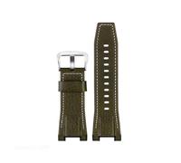 POYNMRE Cinturino for orologio compatibile con Casio GST-S100G / S110 S130L W100G W110 210B 400G 410 da polso in pelle uomo 26 * 14mm(Green white silver)