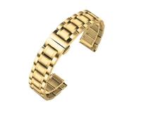 POYNMRE Cinturino for orologio in acciaio inossidabile con estremità curva compatibile Tissot 1853 Couturier T035 14/16/17/18/22/24 mm, cinturino for da donna e uomo(Gold-Flat,16mm)