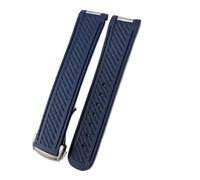 POYNMRE Cinturino for orologio in gomma e silicone da 20 mm compatibile con Omega Seamaster 300 AT150 Aqua Terra Ultra Light 8900 con fibbia in acciaio(Blue,20mm NO Buckle)