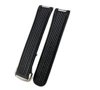 POYNMRE Cinturino for orologio in gomma e silicone da 20 mm compatibile con Omega Seamaster 300 AT150 Aqua Terra Ultra Light 8900 con fibbia in acciaio(Noir,20mm NO Buckle)