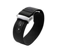 POYNMRE Cinturino for orologio in nylon a coste da 20 mm compatibile con cinturino for Loop bracciale sportivo Omega uomo e donna fibbia pieghevole(Black,20MM_SILVER BUCKLE)