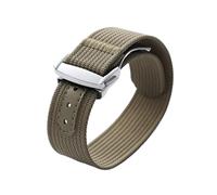 POYNMRE Cinturino for orologio in nylon a coste da 20 mm compatibile con cinturino for Loop bracciale sportivo Omega uomo e donna fibbia pieghevole(Green,20MM_SILVER BUCKLE)