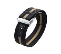 POYNMRE Cinturino for orologio in nylon a coste da 20 mm compatibile con cinturino for Loop bracciale sportivo Omega uomo e donna fibbia pieghevole(Black Gold,20MM_SILVER BUCKLE)