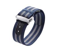 POYNMRE Cinturino for orologio in nylon a coste da 20 mm compatibile con cinturino for Loop bracciale sportivo Omega uomo e donna fibbia pieghevole(Blue Gray,20MM_SILVER BUCKLE)