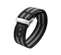 POYNMRE Cinturino for orologio in nylon a coste da 20 mm compatibile con cinturino for Loop bracciale sportivo Omega uomo e donna fibbia pieghevole(Black Gray,20MM_SILVER BUCKLE)