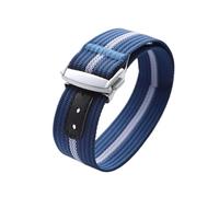 POYNMRE Cinturino for orologio in nylon a coste da 20 mm compatibile con cinturino for Loop bracciale sportivo Omega uomo e donna fibbia pieghevole(Blue White,20MM_SILVER BUCKLE)