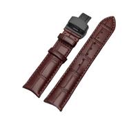 POYNMRE Cinturino for orologio in vera pelle Arc Interface da 19 mm, 20 mm, 21 mm, 22 mm, compatibile con Tissot, Seiko, Rossini e altri cinturini for orologi.(Brown Black Clasp,19mm)