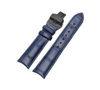 POYNMRE Cinturino for orologio in vera pelle Arc Interface da 19 mm, 20 mm, 21 mm, 22 mm, compatibile con Tissot, Seiko, Rossini e altri cinturini for orologi.(Blue Black Clasp,20mm)