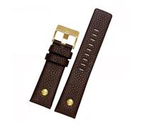 POYNMRE Cinturino for orologio in vera pelle compatibile con cinturino Diesel DZ1657 DZ1405 DZ1206 DZ4323 DZ7313 DZ7257 maschio 24mm 26mm 28mm nero marrone(Brown-gold nails,30mm)