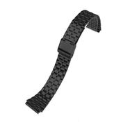 POYNMRE Cinturino in acciaio pregiato da 18 mm compatibile con CASIO A158/A159/A168/A169/B650 AQ230/700 A158W A168 Classic AE-1200 cinturino in metallo nero argento(Black B)