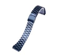 POYNMRE Cinturino in acciaio pregiato da 18 mm compatibile con CASIO A158/A159/A168/A169/B650 AQ230/700 A158W A168 Classic AE-1200 cinturino in metallo nero argento(Blue A)