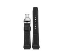 POYNMRE Cinturino in morbida pelle di vacchetta da 16 mm compatibile con Casio DW5600 DW-5600 GW-5000 5035 GW-M5610 GW-B5600 DW6900 GA2100 GA-2100 Series cinturino in pelle di vitello(Black-silver B)