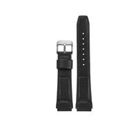 POYNMRE Cinturino in morbida pelle di vacchetta da 16 mm compatibile con Casio DW5600 DW-5600 GW-5000 5035 GW-M5610 GW-B5600 DW6900 GA2100 GA-2100 Series cinturino in pelle di vitello(Black-silver A)