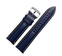POYNMRE Cinturino in pelle compatibile con Breitling Heuer Tudor compatibile con Seiko Omega Uomo Donna 20mm 22mm 24MM Cinturino for orologio Bracciale Marrone Blu(Blue-silver A,20mm)