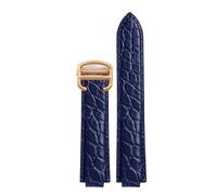 POYNMRE Cinturino in pelle di coccodrillo compatibile con Car-tier Blue Balloon WSBB0025W69012Z4 cinturino for orologio rialzato 14x8mm 18x 11mm 20x12mm(Royal blue-rosegold,22mm-14mm)