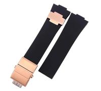 POYNMRE Cinturino in silicone compatibile con Athens Observation Navigation 1183 da uomo e donna, impermeabile, cinturino in gomma for orologio Ulysse Nardin 25 mm(Black-rosegold)