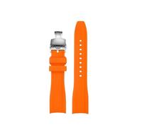 POYNMRE Cinturino in silicone da 22 mm compatibile con Casio Edifice EFR-303 EFR-304, cinturino in gomma curva impermeabile e resistente al sudore for uomo(1orange-Silver)