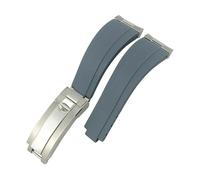 POYNMRE Cinturino in silicone e gomma con maglie in metallo da 20 mm compatibile il cinturino for orologio Rolex Submariner Yacht Master GMT Daytona OYSTERFLEX estremità curva(Grey Silver Buckle)