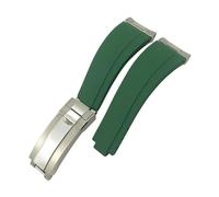 POYNMRE Cinturino in silicone e gomma con maglie in metallo da 20 mm compatibile il cinturino for orologio Rolex Submariner Yacht Master GMT Daytona OYSTERFLEX estremità curva(Green Silver Buckle)
