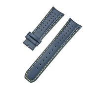 POYNMRE Cinturino in vera pelle da 22 mm e 23 compatibile con Citizen Blue Angels Series, cinturino in bovina estremità curva ad arco, Blancpain Fifty Fathoms(Yellow line no clasp,23mm)