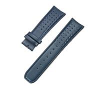 POYNMRE Cinturino in vera pelle da 22 mm e 23 compatibile con Citizen Blue Angels Series, cinturino in bovina estremità curva ad arco, Blancpain Fifty Fathoms(Blue line no clasp,23mm)