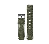 POYNMRE Cinturino sportivo in tela da 24 * 16mm con fondo in pelle compatibile con TIMEX T2N720 T2N721 TW2R55500 TW2T76500 cinturino for orologio verde militare marrone(Green white-gold)