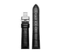 POYNMRE Cinturino traspirante compatibile con Casio Ocean Heart EFB-670 EFB-530 EFV-600 EFR-552 Cinturino in pelle blu nero 18 mm 20 mm 21 mm 22 mm(01 Black-B clasp,18mm)