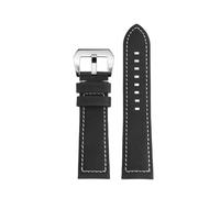 POYNMRE Cinturino vintage da 23 mm compatibile con Zenith Pilot 29.2430 cinturino in pelle di vacchetta volante in bronzo, cinturino di ricambio retrò opaco, nero marrone(Black-silver)