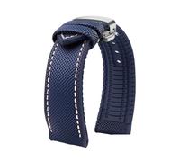 POYNMRE Compatibile con Breitling Omega IWC Mark Nylon Yellow Rubber Bottom Watch Strap 20mm 22mm 23 24mm Men's Waterproof Wrist Band Watchband(Blue White silver B,21mm)