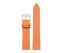 POYNMRE Compatibile con Cartier Orologi Band London SOLO MUST Caleb Small Square Orologio Uomo Donna Cinturino in pelle di mucca Catena 14mm 16mm 18mm 20mm(Orange-silver,16mm-width)