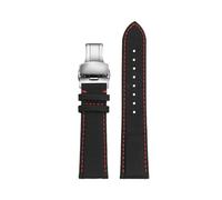 POYNMRE Compatibile con Casio Edifice Series EF-550D EFR-303L EFB900 Series Canvas Nylon Watch Strap 22mm Impermeabile Sport Watchband Bracelet(Black red-silver B)