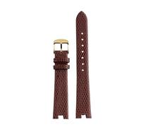 POYNMRE Compatibile con cinturino for orologio Gu-cci YA141401 YA141505 YA1414 YA1415 cinturino in pelle di vacchetta con motivo lucertola GC con intaglio 12 mm 14 mm nero marrone(Brown-gold,14mm-5mm)
