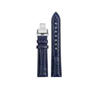 POYNMRE Compatibile con cinturino for orologio Rossini Alligator 3401/2402/7713/9461 Tissot Longines Casio cinturino for orologio coccodrillo blu 14mm 16mm 18mm 20mm 22mm(Blue-silver B,17mm-width)