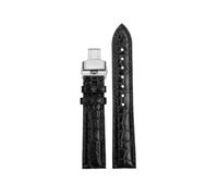 POYNMRE Compatibile con cinturino for orologio Rossini Alligator 3401/2402/7713/9461 Tissot Longines Casio cinturino for orologio coccodrillo blu 14mm 16mm 18mm 20mm 22mm(Black-silver B,16mm-width)