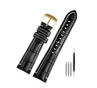 POYNMRE Compatibile con il cinturino dell'orologio Armani AR1862 da uomo in vera pelle di vacchetta 22x18mm blu 1892 1947 1861 1979 trama a coccodrillo(Black white gold)