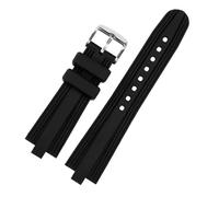 POYNMRE Compatibile con il cinturino for orologio Bulgari DIAGONO Series Raised Mouth, cinturino in silicone for orologio nero, accessori for orologi 22 * 7 mm(Black Silver Buckle)