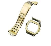POYNMRE Kit Mod DW5600 compatibile con Casio 3229 DW-5600 5610 Custodia + cinturino in metallo Modifica for uomo GW-M5610 GW-B5600 Cinturino in acciaio inossidabile(Gold case-strap,5600mm)