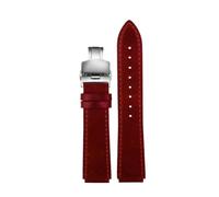 POYNMRE Nuova fascia d'oro della vera pelle retrò compatibile con Casio A158W/A168/F91W/AE-1200WHD/A158/A159/A16 Orologio vintage(Red-silver B)