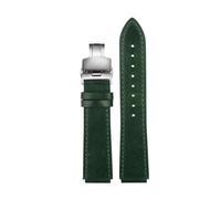 POYNMRE Nuova fascia d'oro della vera pelle retrò compatibile con Casio A158W/A168/F91W/AE-1200WHD/A158/A159/A16 Orologio vintage(Green-silver B)