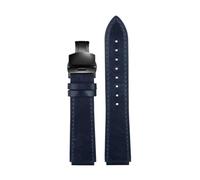 POYNMRE Nuova fascia d'oro della vera pelle retrò compatibile con Casio A158W/A168/F91W/AE-1200WHD/A158/A159/A16 Orologio vintage(Blue-black B)