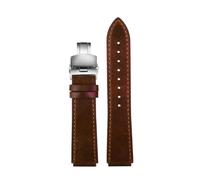 POYNMRE Nuova fascia d'oro della vera pelle retrò compatibile con Casio A158W/A168/F91W/AE-1200WHD/A158/A159/A16 Orologio vintage(Brown-silver B)