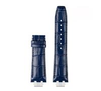 POYNMRE Vera pelle compatibile con MAURICE LACROIX AIKON serie AI6038 AI6008 Three Eye Watch cinturino concavo convesso modificato nero blu(Silver white)