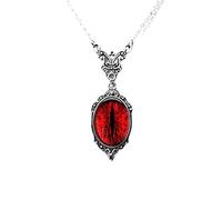 Poystng Collana con pietra rosso sangue per donna uomo Collana con farfalla e strega con goffratura vampiro Collana con pietra vintage per donna