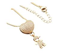 Poystng Collana in Rame Placcato con Ciondolo Singolo/Doppio | Ciondolo a forma cuore per ragazzo e ragazza con ciondolo coordinato per coppie o amici come regalo